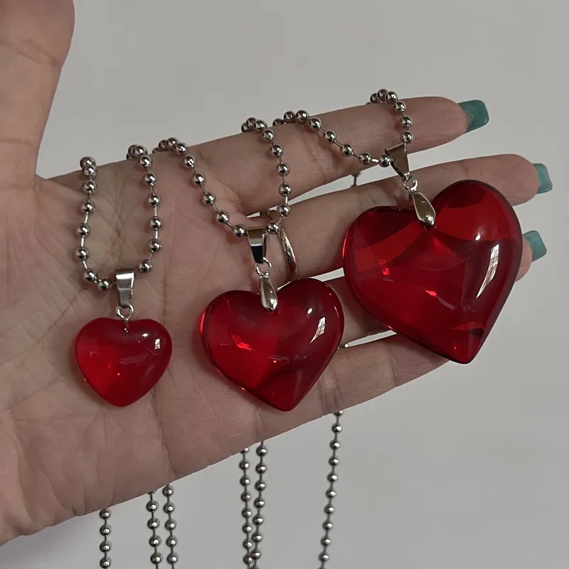 Red Heart Pendant Necklace - 4