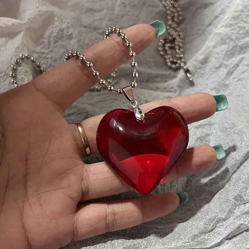 Red Heart Pendant Necklace - 1