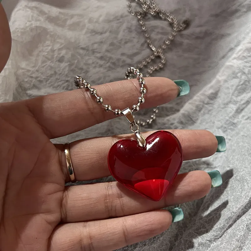 Red Heart Pendant Necklace - 3