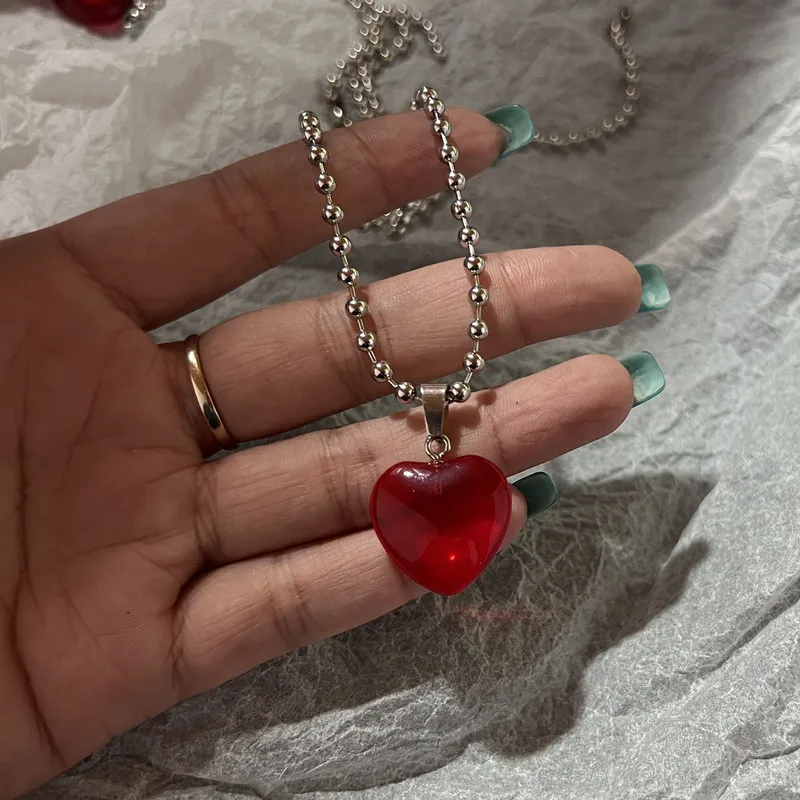 Red Heart Pendant Necklace - 2