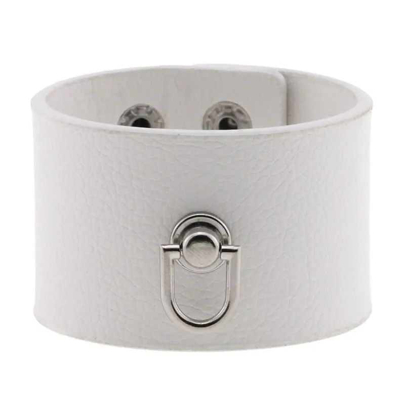 Punk White PU Leather Wristbands - 4