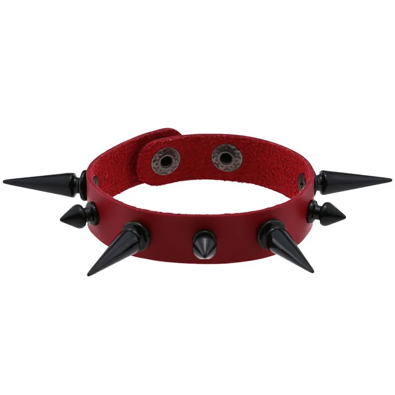 Red wristbands with spikes and rivets - 9