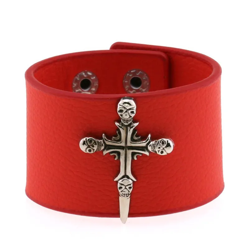 Red wristbands with spikes and rivets - 4