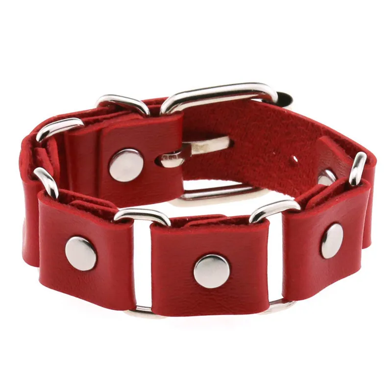 Red wristbands with spikes and rivets - 10