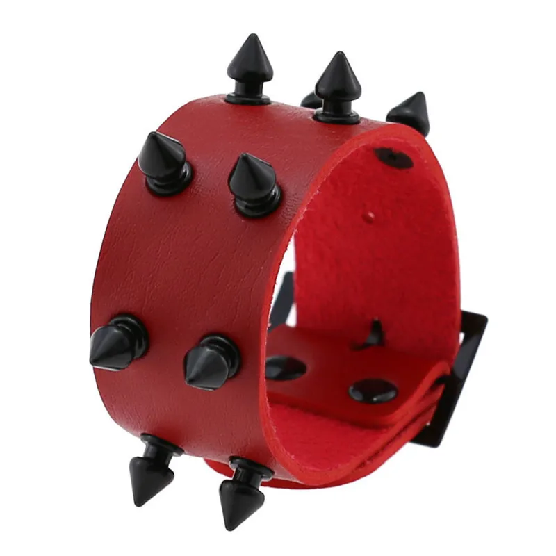 Red wristbands with spikes and rivets - 7