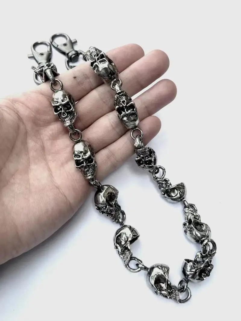 Gothic Punk Pants Chain with Skulls - 2