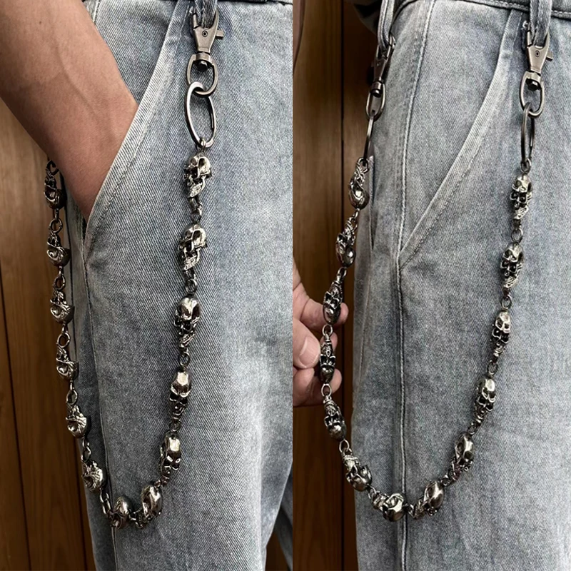 Gothic Punk Pants Chain with Skulls - 1