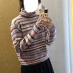 Y2k Turtleneck Striped Sweater photo review