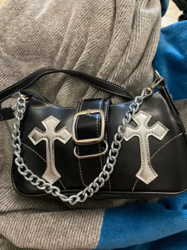 Y2k Gothic Shoulder Bags with crosses photo review