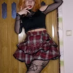 Punk E-girl Red Plaid Skirt photo review