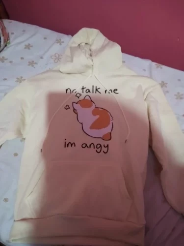 Cute Angry Cat Print Hoody photo review