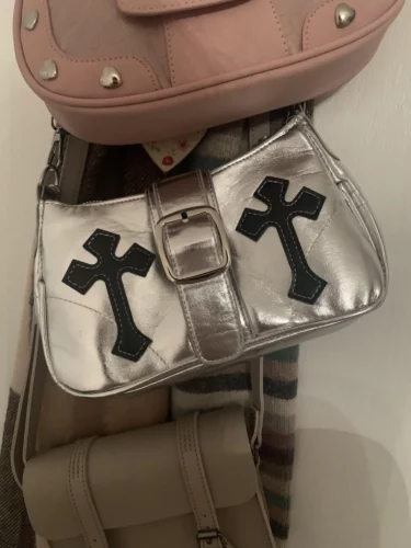 Y2k Gothic Shoulder Bags with crosses photo review