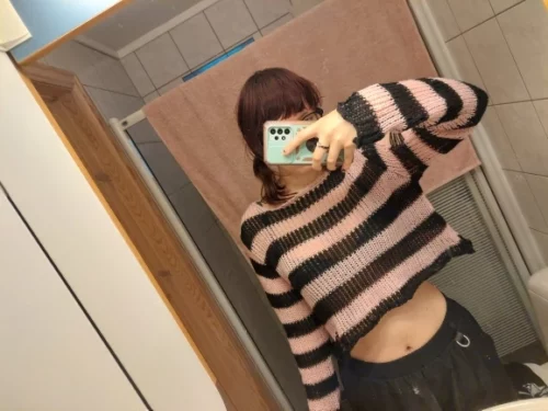 Grunge Striped Ripped Sweaters photo review