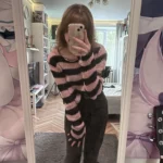 Grunge Striped Ripped Sweaters photo review