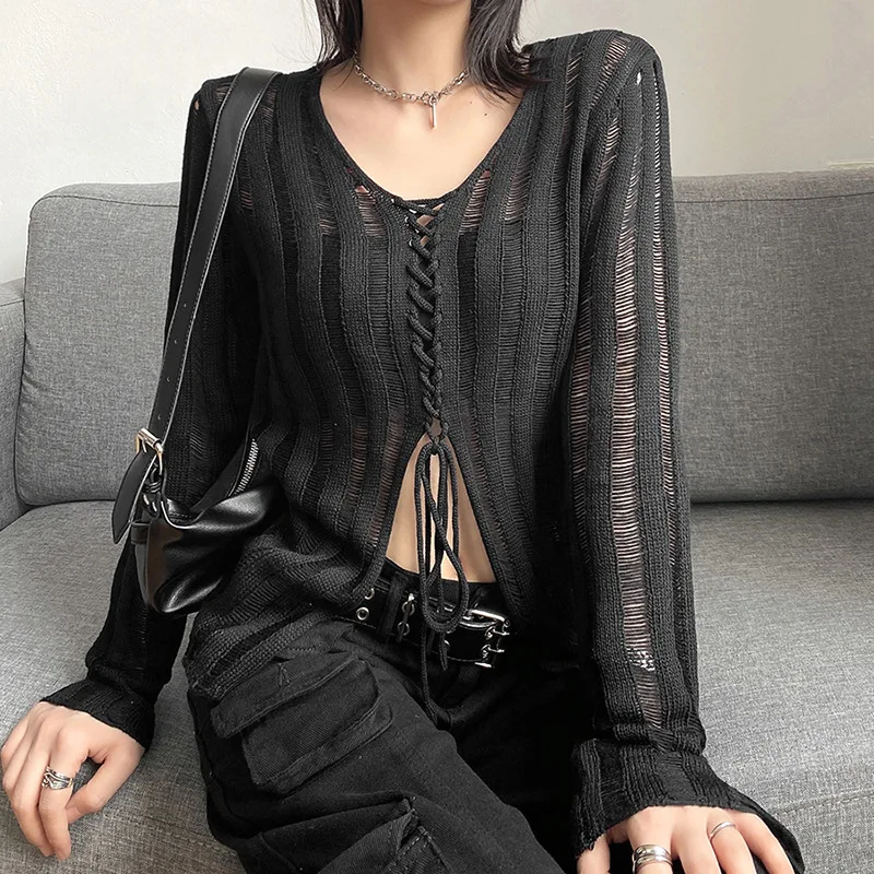 Grunge Gothic Knited transparent T-shirt - 13