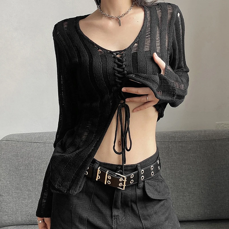 Grunge Gothic Knited transparent T-shirt - 11