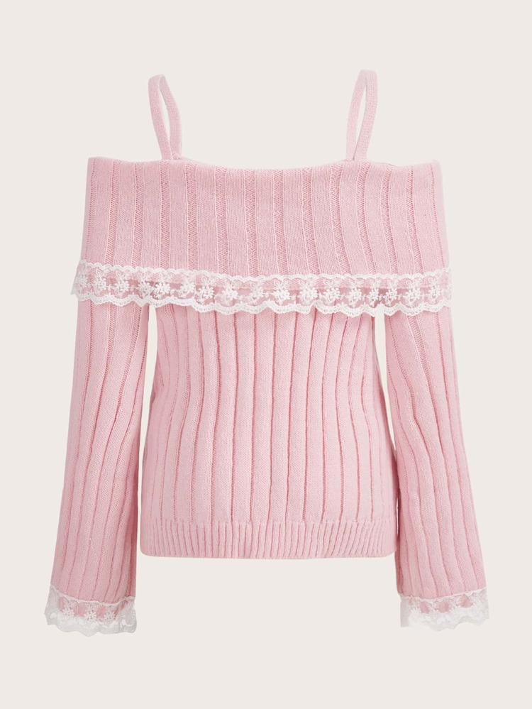 Kawaii Off Shoulder Knit Sweater - 7