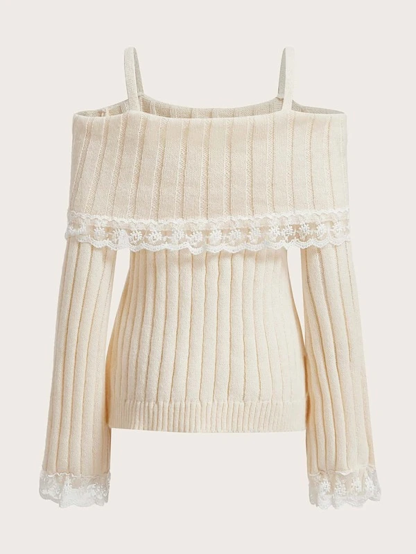 Kawaii Off Shoulder Knit Sweater - 5