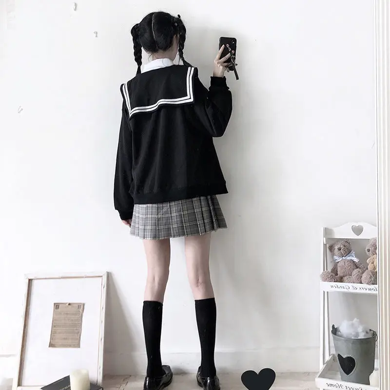 Oversized Hoodie with Sailor Collar - 5