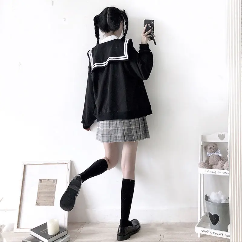 Oversized Hoodie with Sailor Collar - 6