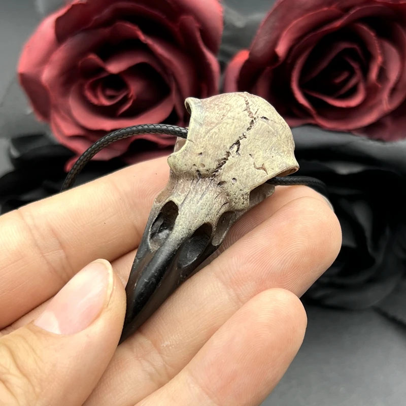 3D Witchcore Raven Skull Necklace - 3