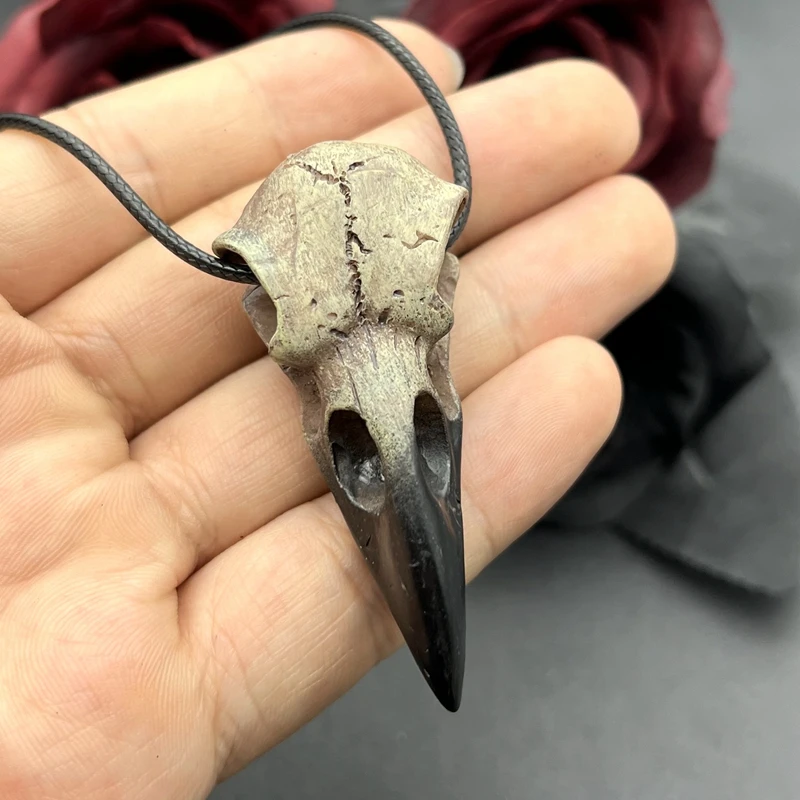 3D Witchcore Raven Skull Necklace - 1