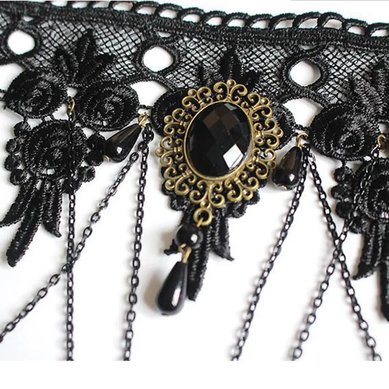 Victorian Black Lace Necklace Choker - 6