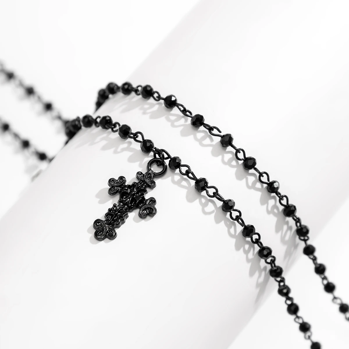 Vintage Gothic Choker Necklace with Cross - 7