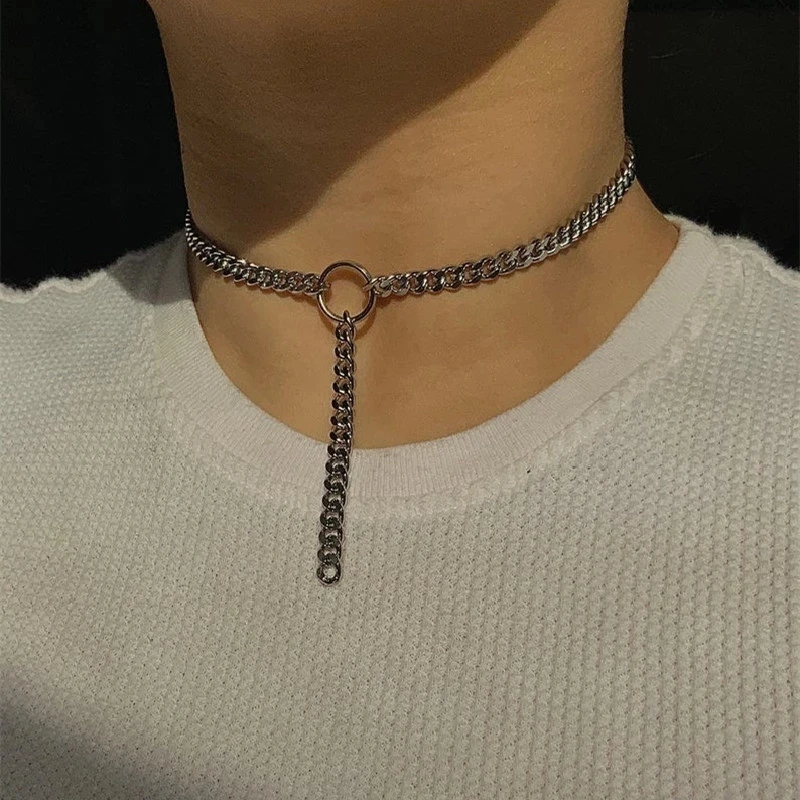 Egirl Eboy Choker with Ring Dagger and Chain - 2