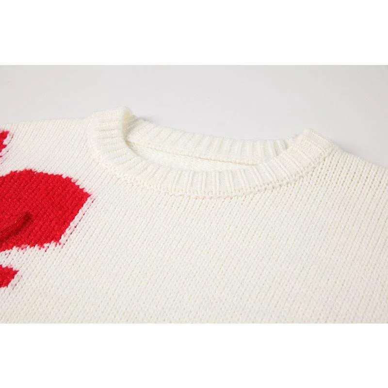 Grunge Heart pattern Knitted Sweater - 6