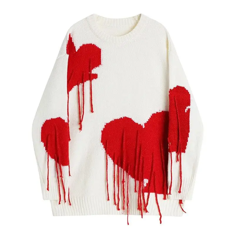 Grunge Heart pattern Knitted Sweater - 3