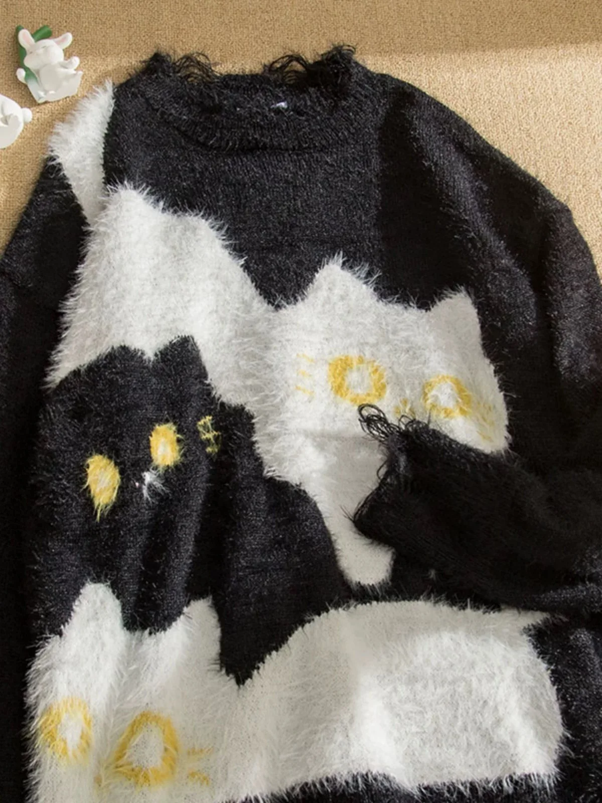 Baggy Pullovers Cartoon Cat print - 8