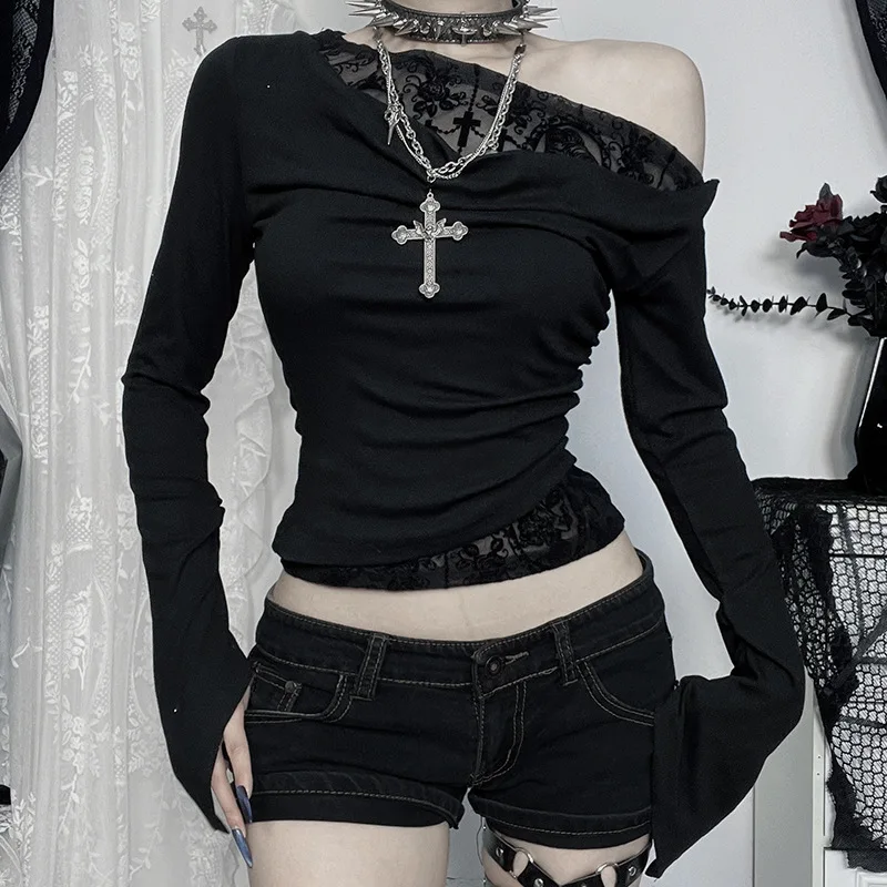 Gothic Off-Shoulder T-shirt - 16