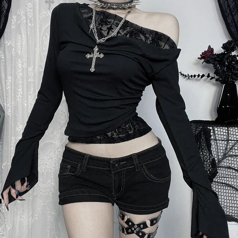 Gothic Off-Shoulder T-shirt - 13