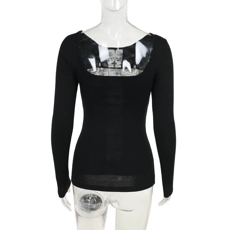 Gothic T-shirt with Lace Cross - 3