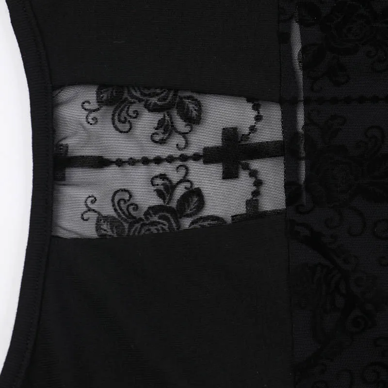 Gothic T-shirt with Lace Cross - 5