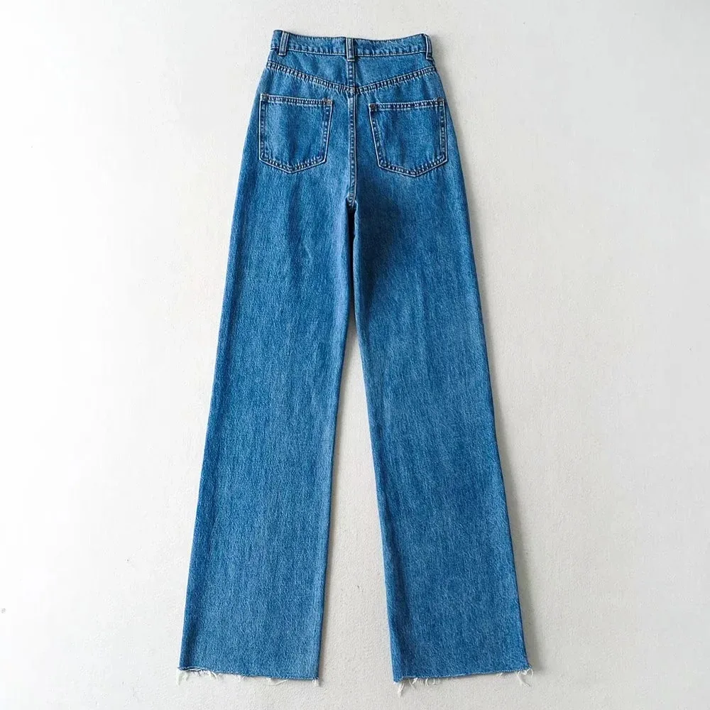 Straight Leg Denim Jeans - 5