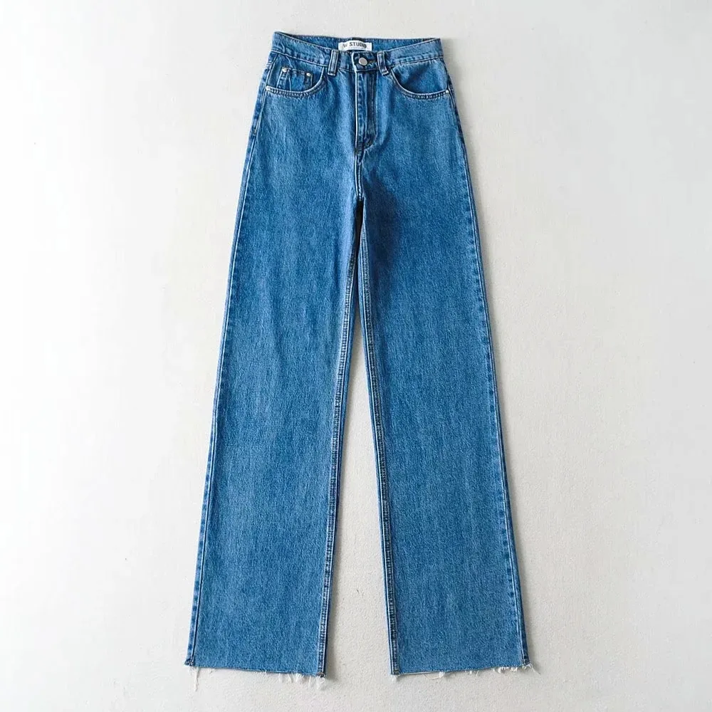 Straight Leg Denim Jeans - 4