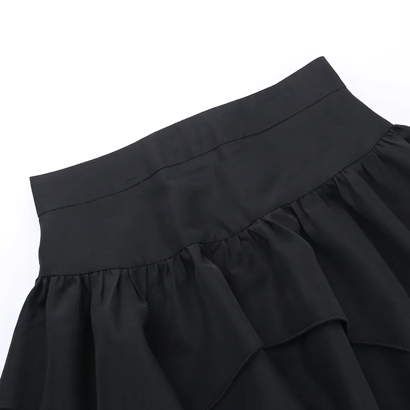 Gothic Asymmetrical Double-layered Skirt - 14