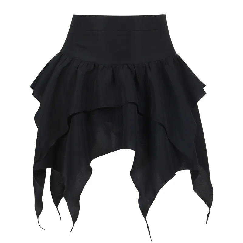 Gothic Asymmetrical Double-layered Skirt - 21