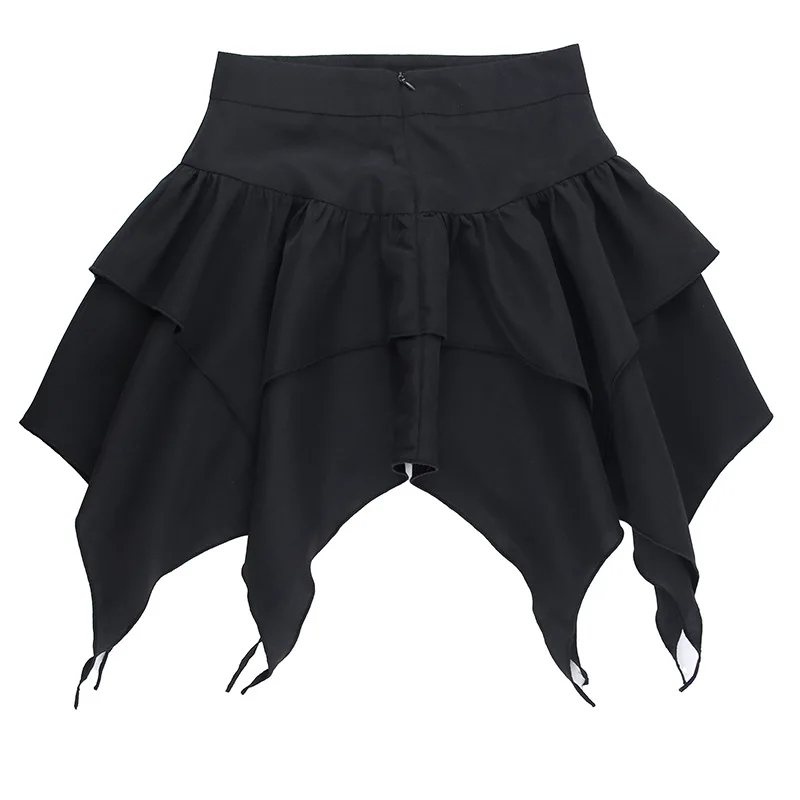 Gothic Asymmetrical Double-layered Skirt - 19