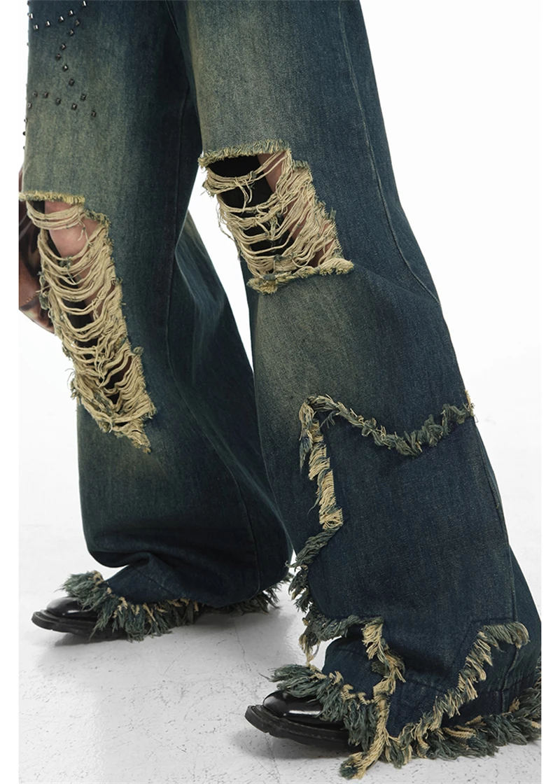 Y2k Ripped Jeans with Star application - 6