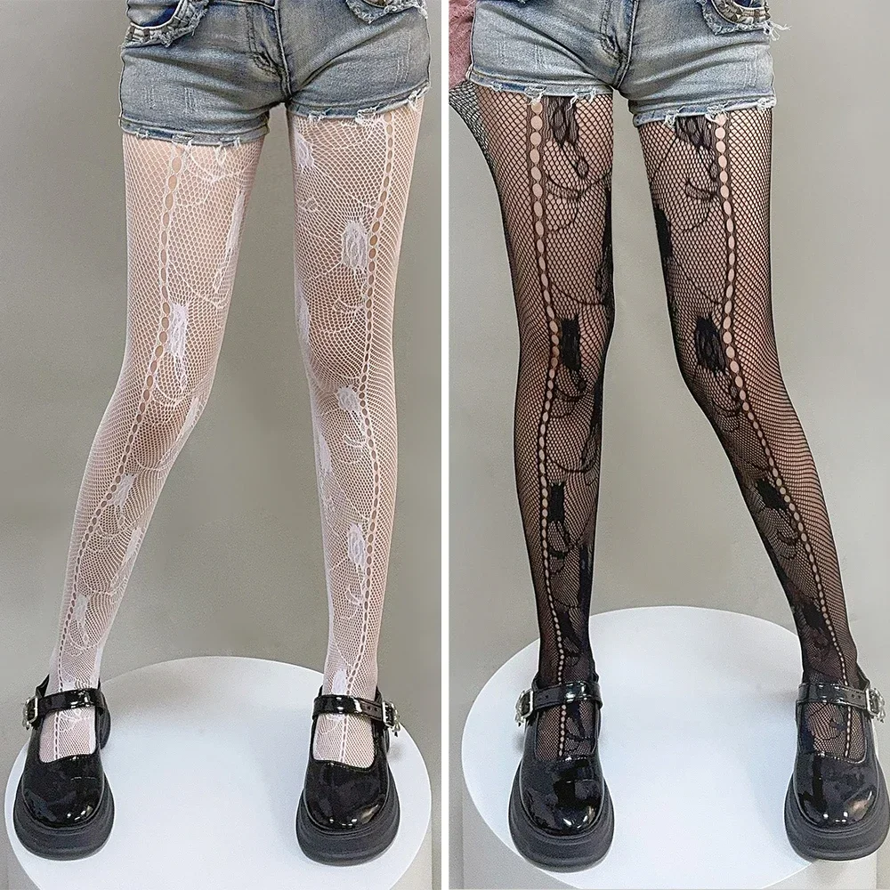 Mesh Floral Stockings with Holes - 4