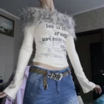 Off shoulder T-Shirt with fur collar photo review