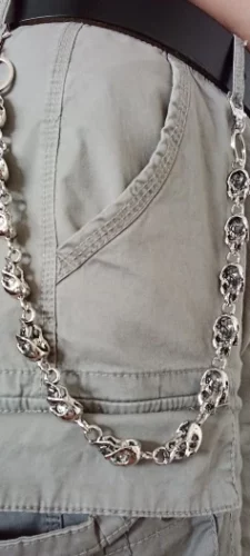 Gothic Punk Pants Chain with Skulls photo review