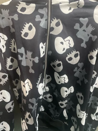 Gothic Hoodie with Skulls Print photo review