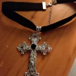 Gothic Black Velvet Choker with Cross photo review