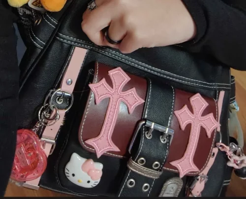 Gothic Punk Hello Kitty Crossbody Bag photo review