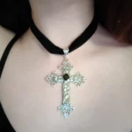 Gothic Black Velvet Choker with Cross photo review