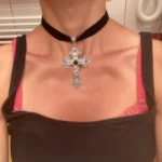 Gothic Black Velvet Choker with Cross photo review